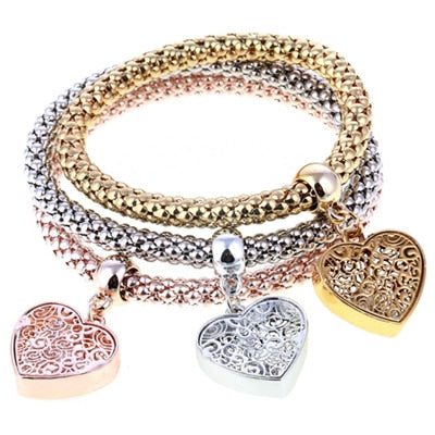 Crystal Owl Heart Charm Bracelets & Bangles