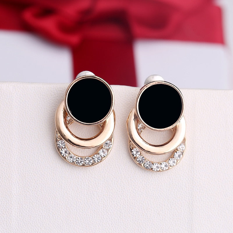 New Design Fashion Charm Geometric Crystal Stud Earrings