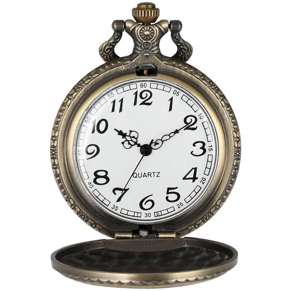 Retro Bronze Turkey Flag Design Moon Star Circle Quartz Antique Pocket Watch