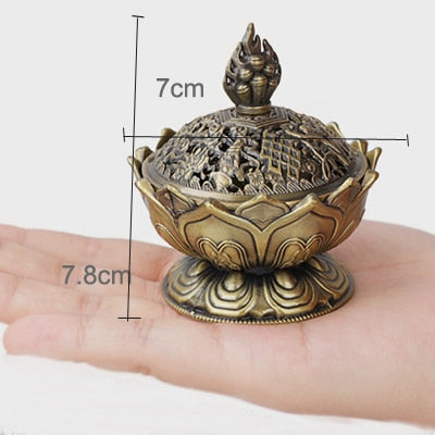 Alloy Buddha Incense Burner -Lotus Flower Incense Holder