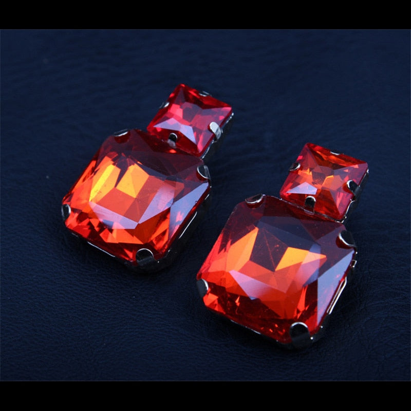 Bohemian Geometric Red Crystal Bridal Wedding Jewelry Sets