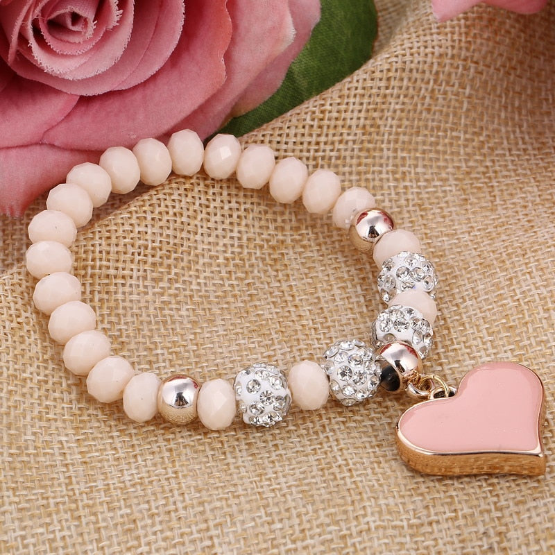 Crystal Butterful Bracelet & Bangle Elastic Heart Bracelets