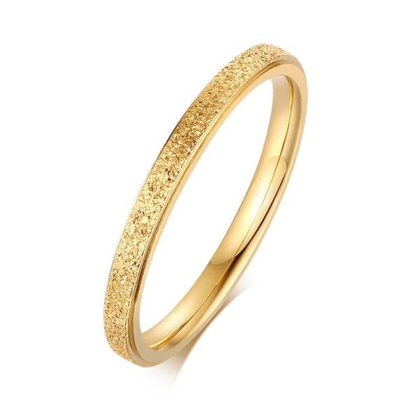 Anillos finos de 2 mm para mujer, anillos de boda de acero inoxidable con acabado arenado.