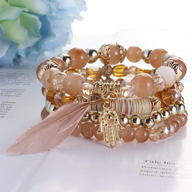 Fashion Boho Bracelets & Bangles Women Stone Beaded Bracelet Set