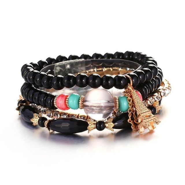 Fashion Boho Bracelets & Bangles Women Stone Beaded Bracelet Set