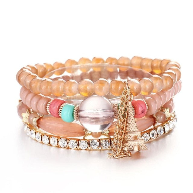 Fashion Boho Bracelets & Bangles Women Stone Beaded Bracelet Set