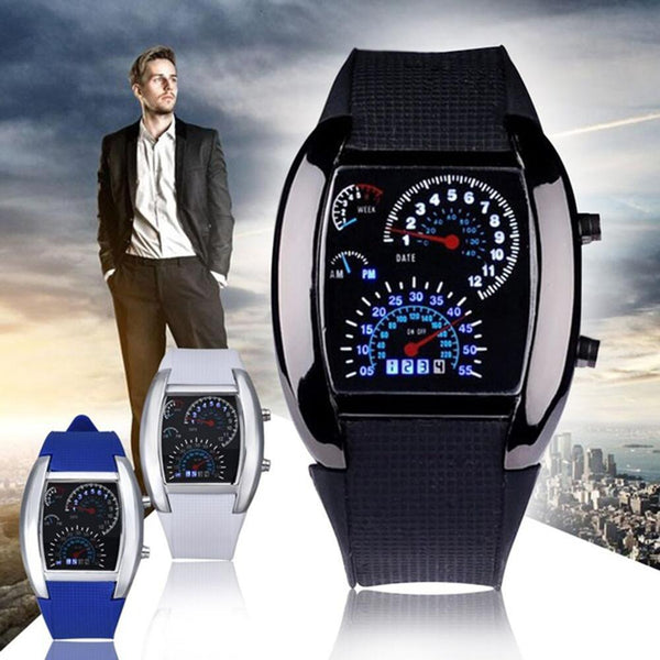 Reloj de pulsera deportivo con correa de silicona y pantalla digital LED informal para salpicadero
