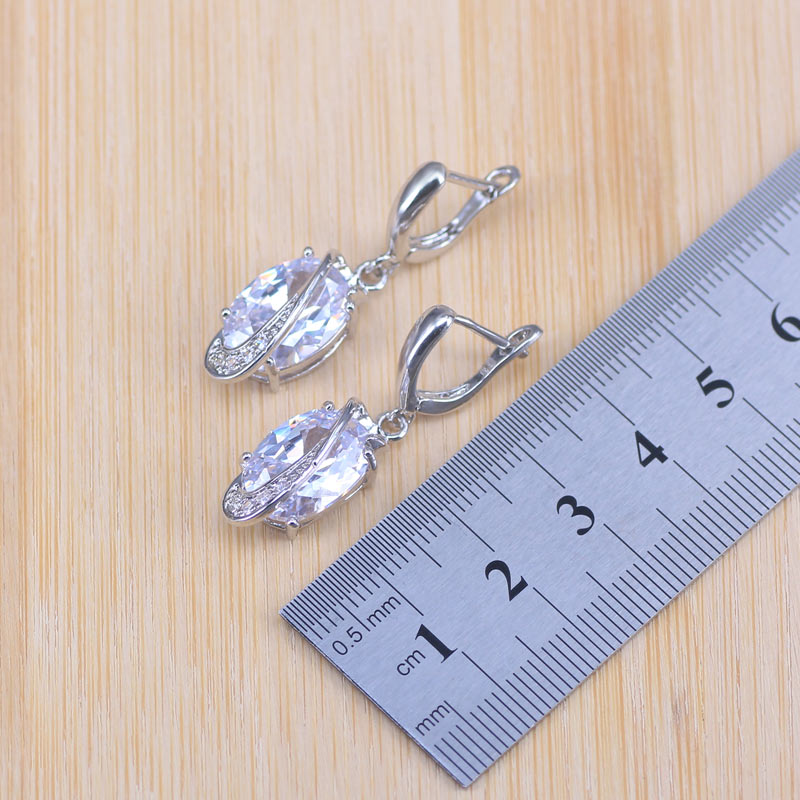Big Oval Cubic Zircon   Silver color Jewelry Set