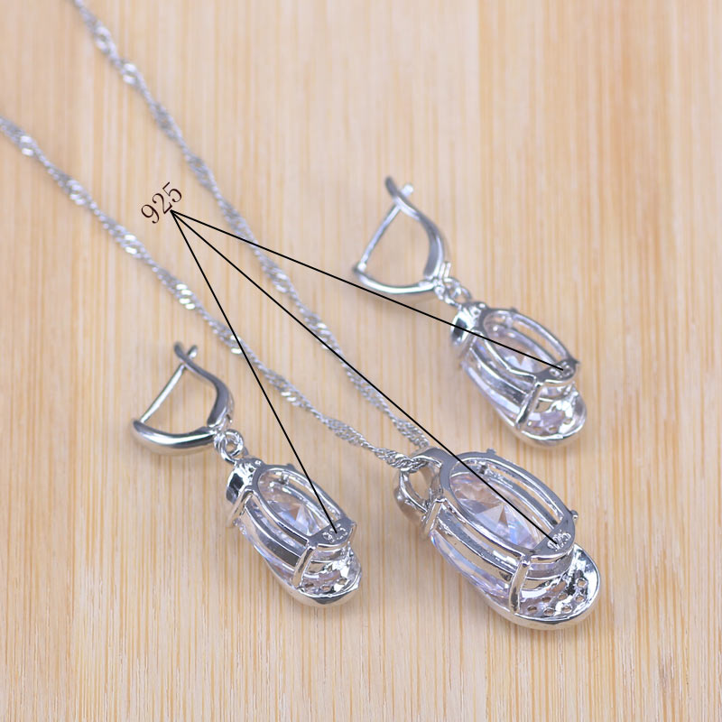 Big Oval Cubic Zircon   Silver color Jewelry Set