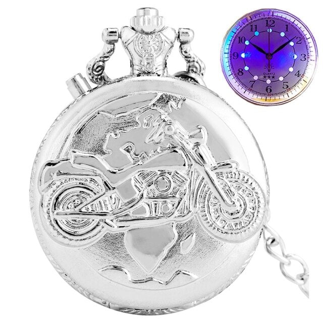 LED Flash Luminous Vintage Dial Quartz Pocket Watch