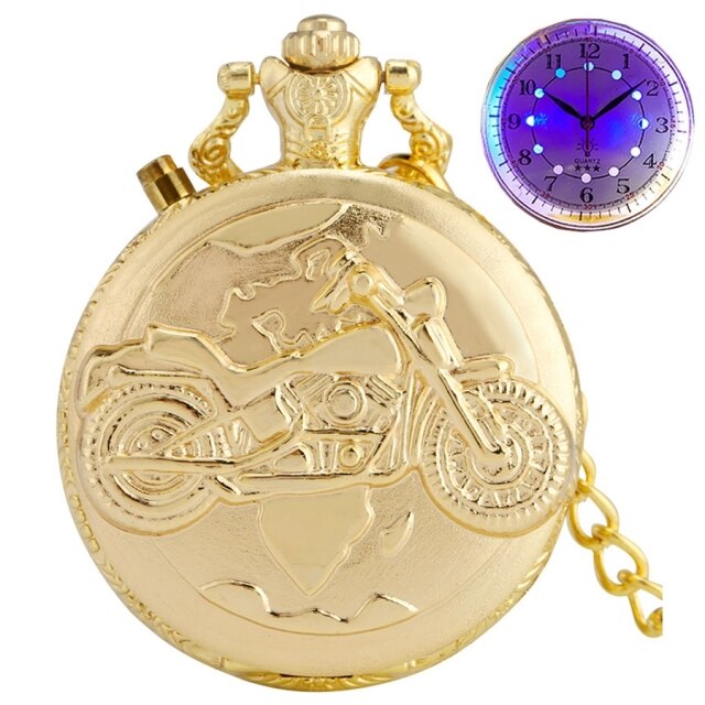 LED Flash Luminous Vintage Dial Quartz Pocket Watch