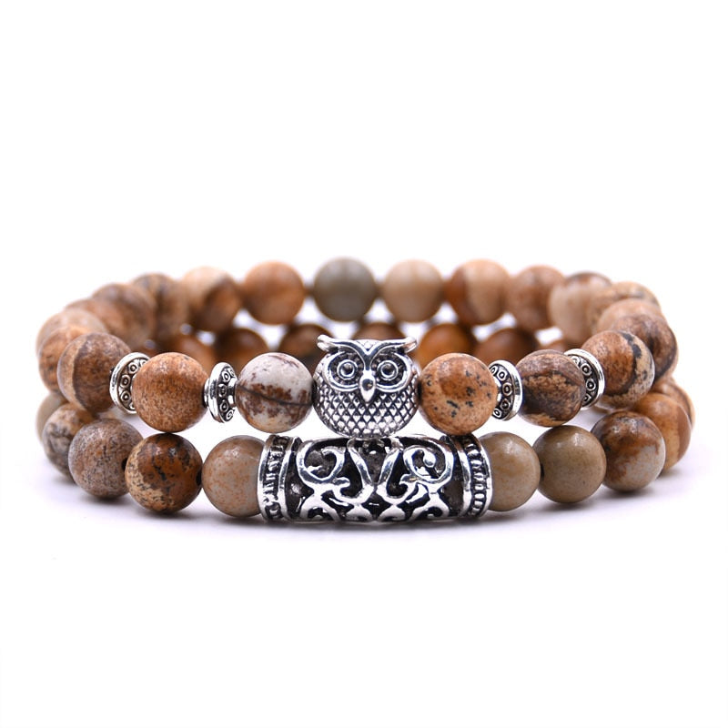 Owl Bracelet Jewelry Stone Bracelets Men Women