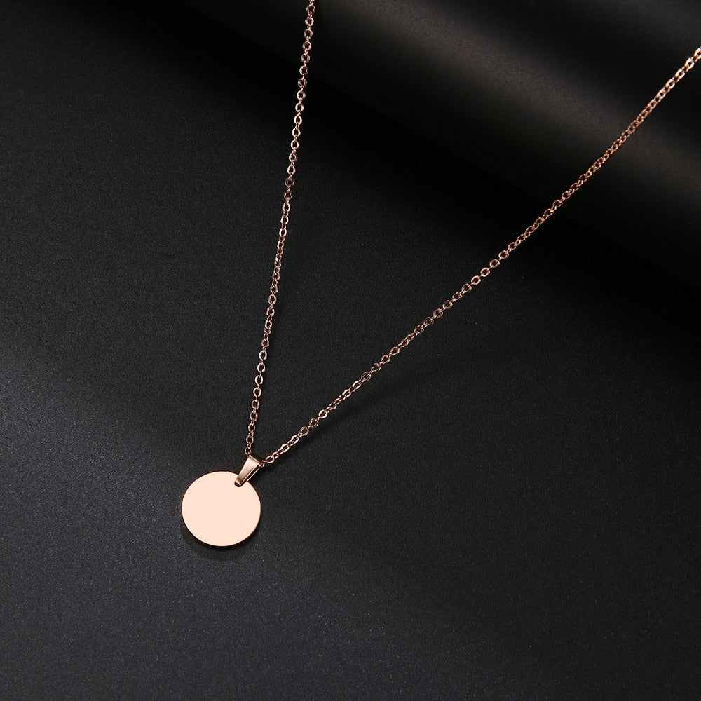 Stainless Steel Necklace Round Circle Pendant