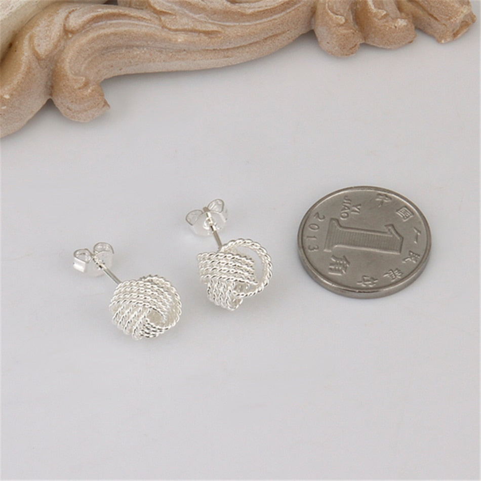Real 925 Sterling Silver Elegant Soft Winding Stud Earrings