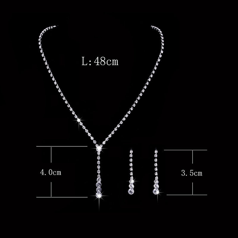 Celebrity Style Crystal Long Drop Necklace Earrings Set