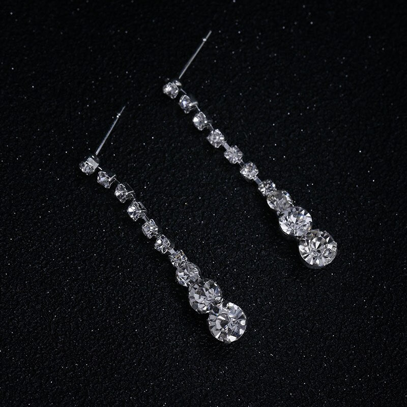 Celebrity Style Crystal Long Drop Necklace Earrings Set