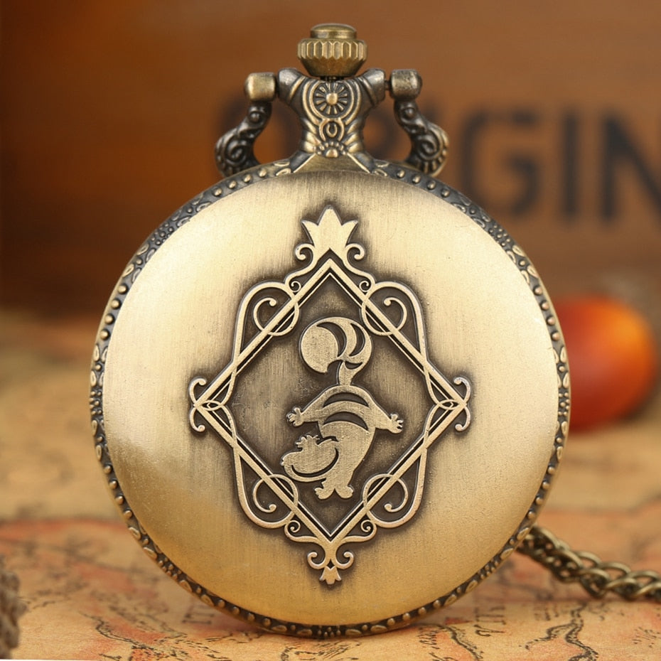 Retro Alice in Wonderland Theme Bronze Lovely Princess Quartz Pocket Watches