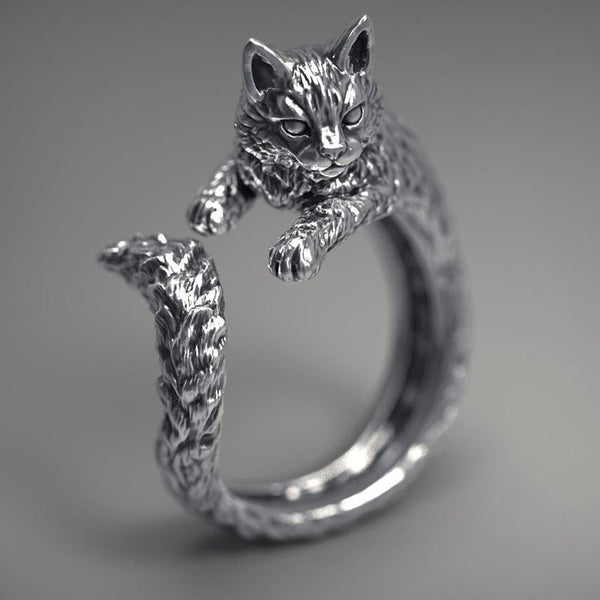 Anillo encantador con forma de gato para mujer
