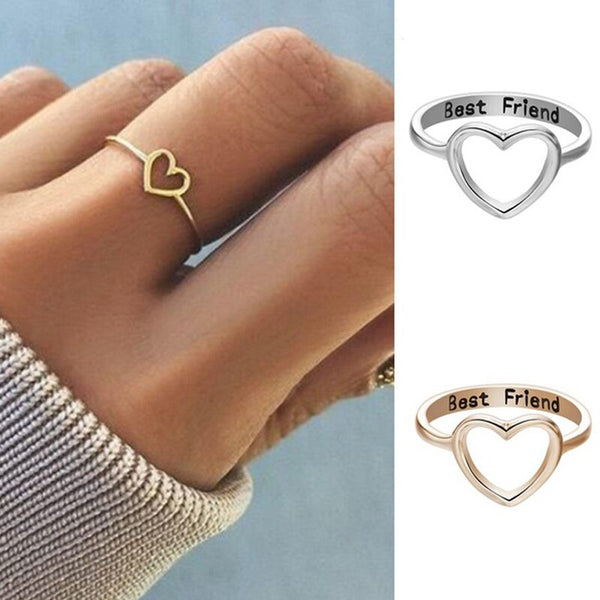 1 anillo de aniversario con forma de corazón, anillo de amistad de moda.