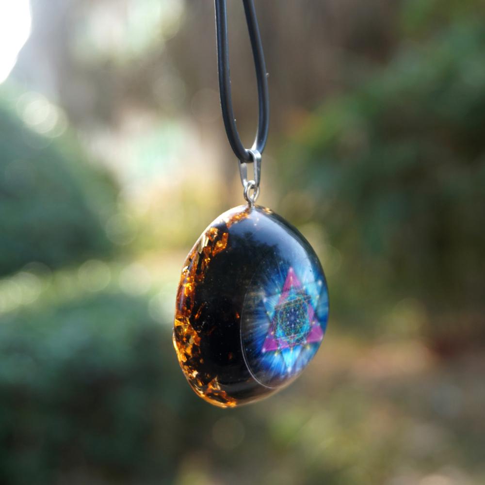 Black Tourmaline  EMF Protection  Orgonite Necklace