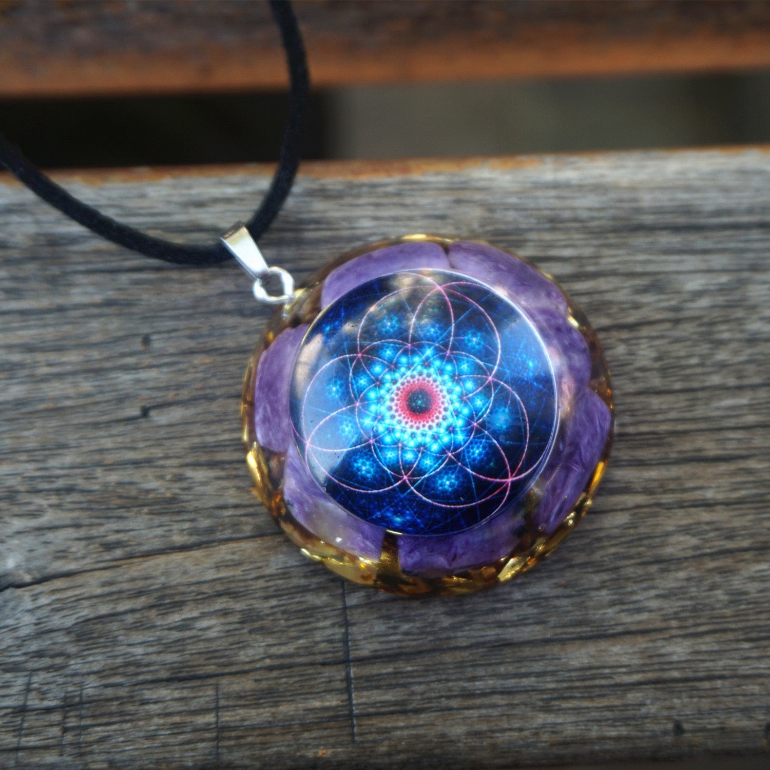 Charoite  EMF Protection  Reiki Meditation Orgonite Pendant