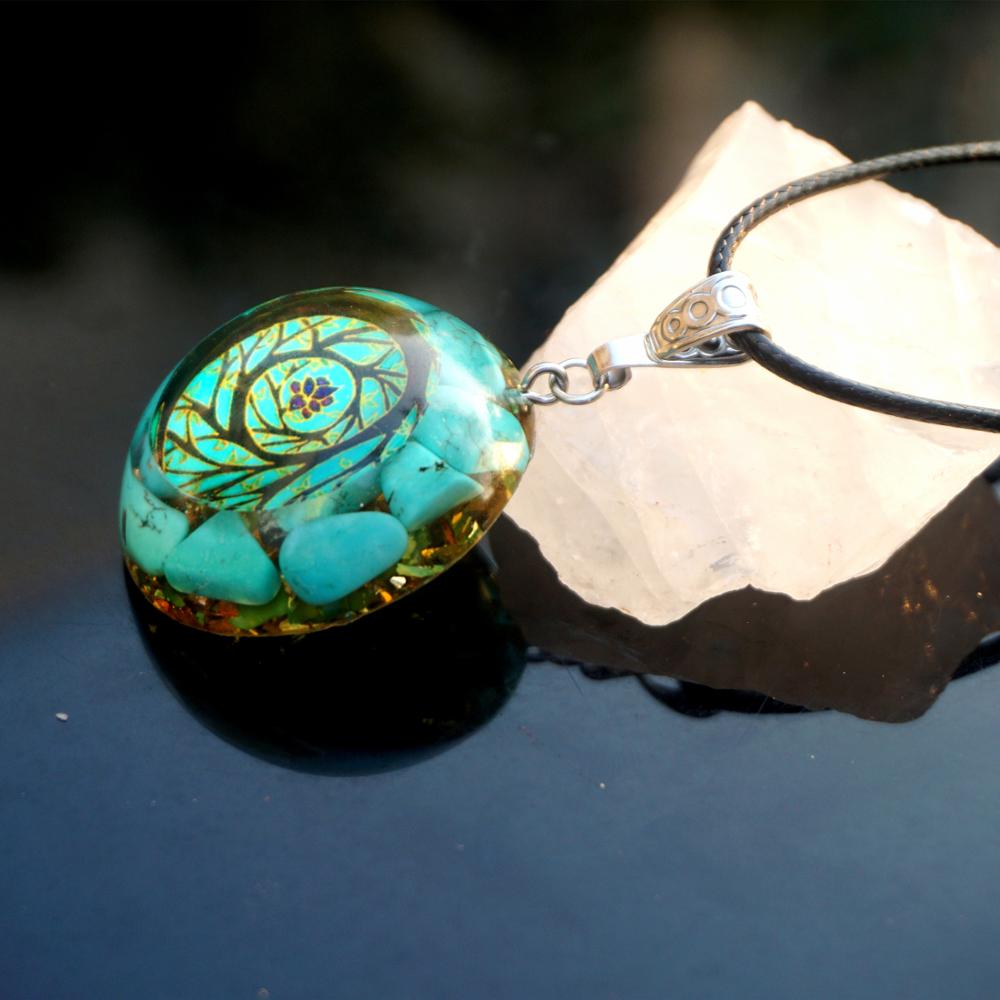 Turquoise Quartz  Chakra EMF Protection Orgone Pendant