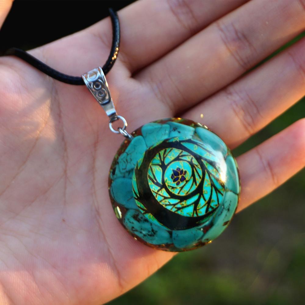 Turquoise Quartz  Chakra EMF Protection Orgone Pendant