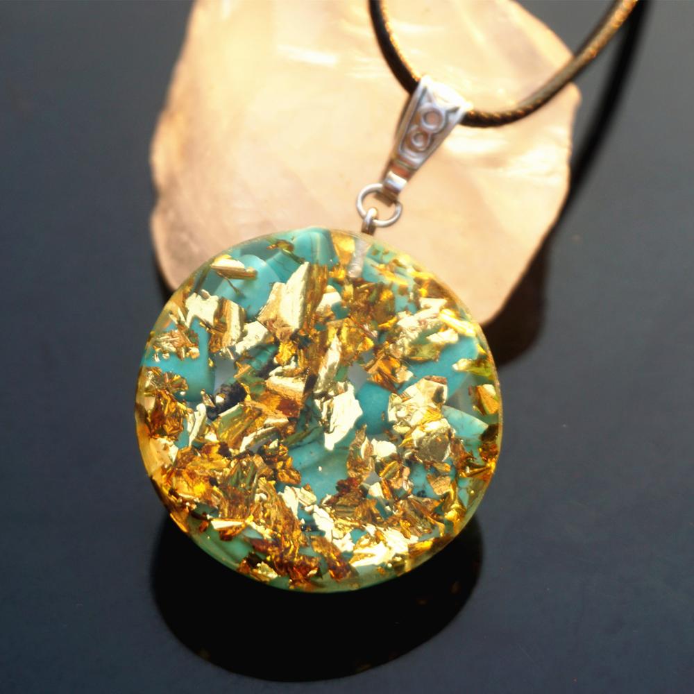 Turquoise Quartz  Chakra EMF Protection Orgone Pendant