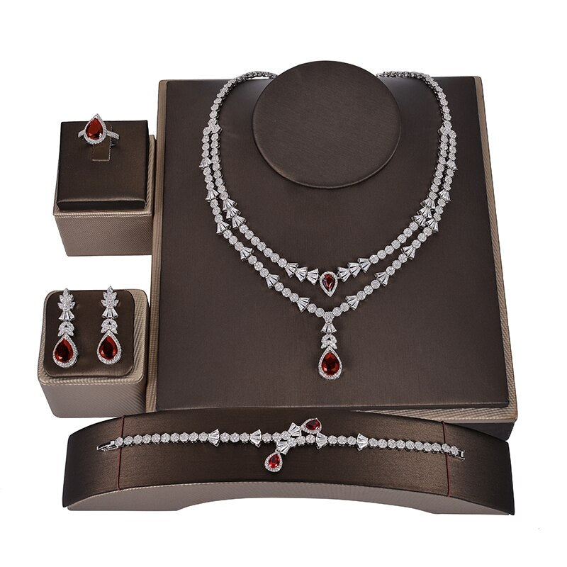 Fashion Gorgeous Necklace Earrings Ring Bracelet Set