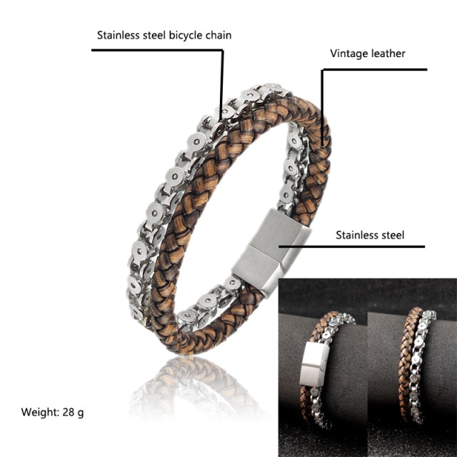 Boho Jewelry Beads Leather Charm Bracelet for Men