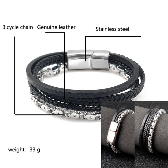 Boho Jewelry Beads Leather Charm Bracelet for Men