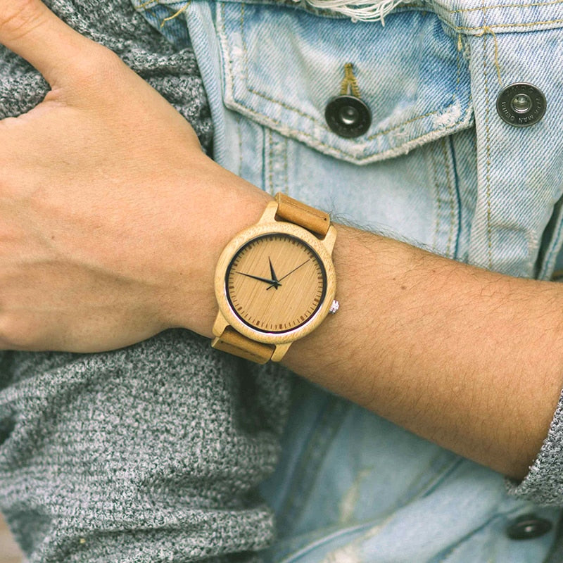 Quartz Watches Men Bamboo Wood Couple Wristwatches Gifts