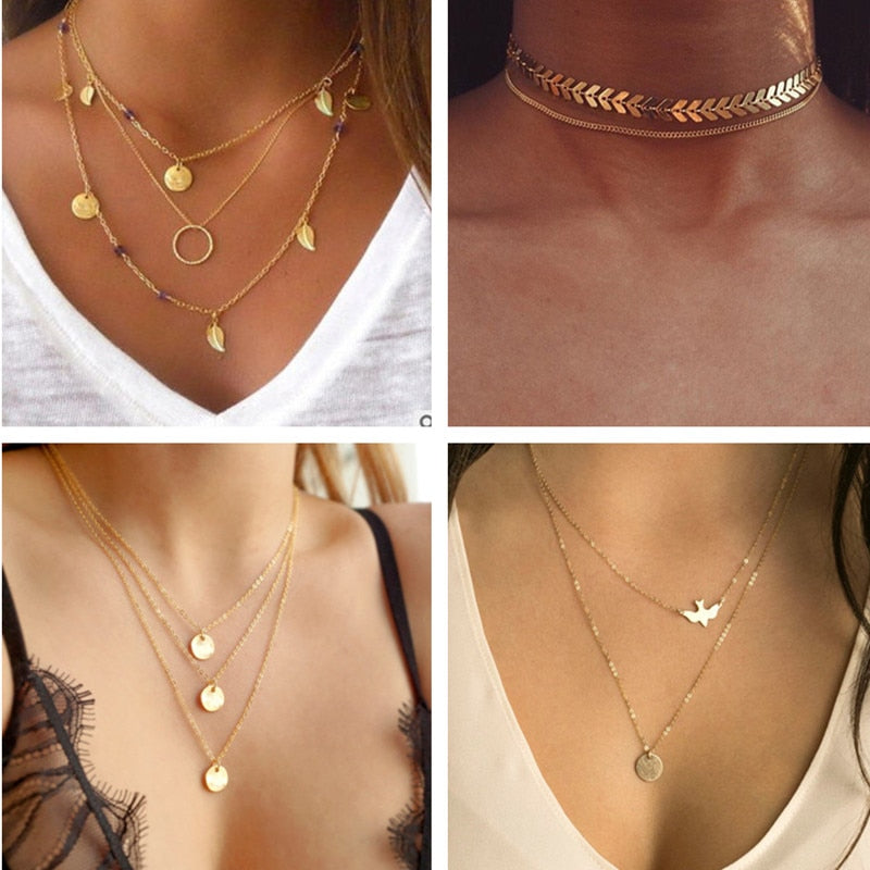 Dove Water Droplets Clavicle Chain Necklaces