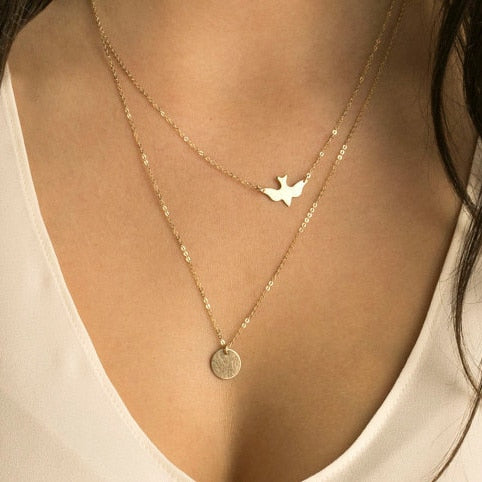 Dove Water Droplets Clavicle Chain Necklaces