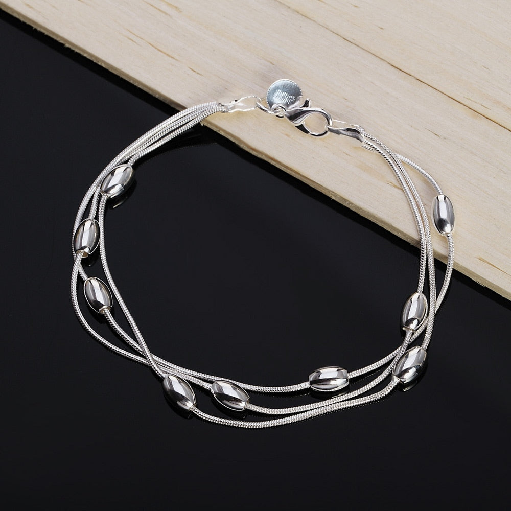 Charms beads Chain Beautiful bracelet silver color fashion for women