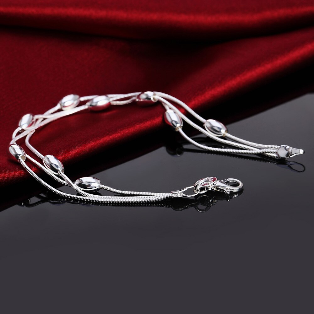 Charms beads Chain Beautiful bracelet silver color fashion for women