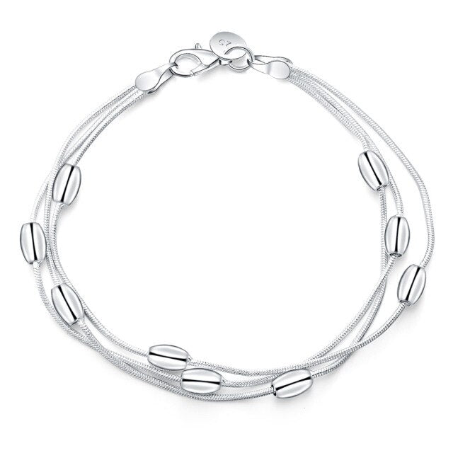 Charms beads Chain Beautiful bracelet silver color fashion for women