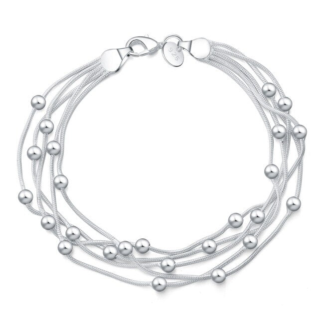Charms beads Chain Beautiful bracelet silver color fashion for women