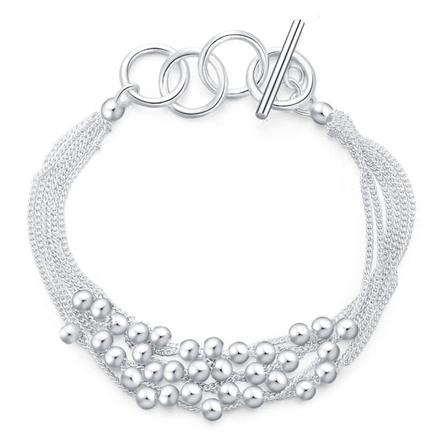 Charms beads Chain Beautiful bracelet silver color fashion for women