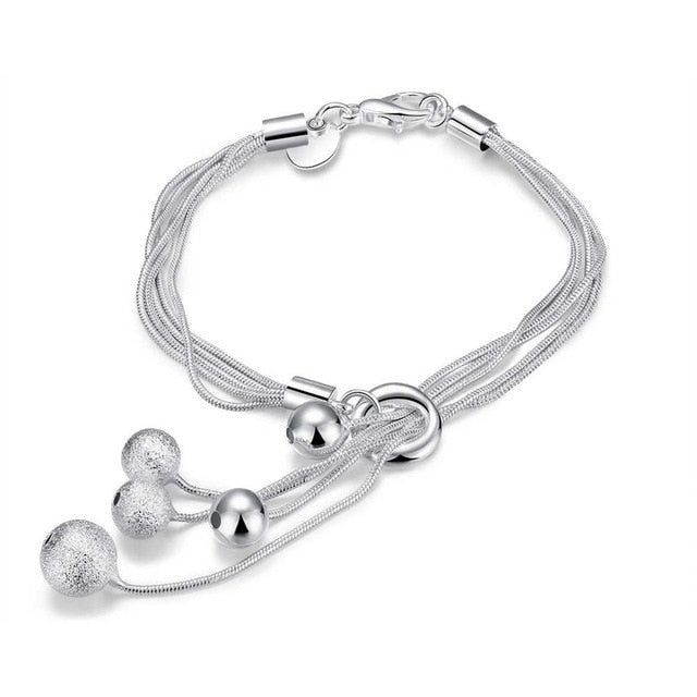 Charms beads Chain Beautiful bracelet silver color fashion for women