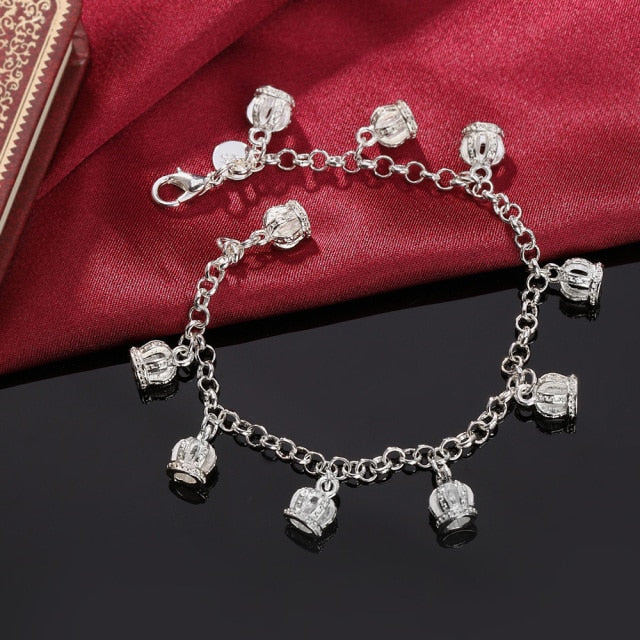 Charms beads Chain Beautiful bracelet silver color fashion for women