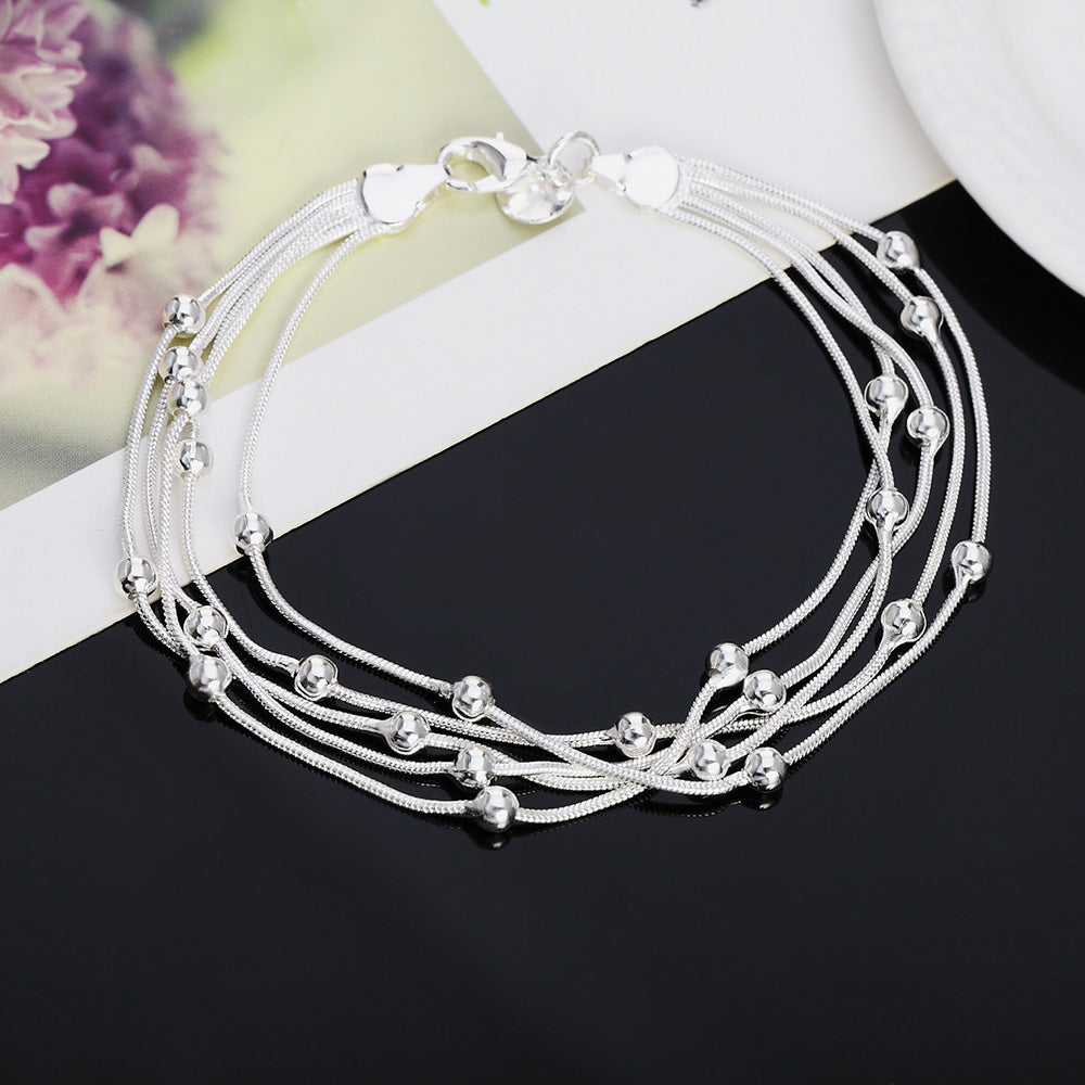 Charms beads Chain Beautiful bracelet silver color fashion for women