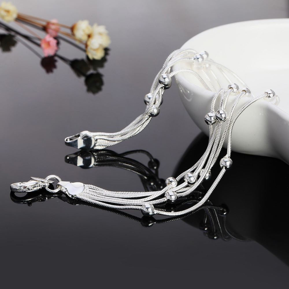 Charms beads Chain Beautiful bracelet silver color fashion for women