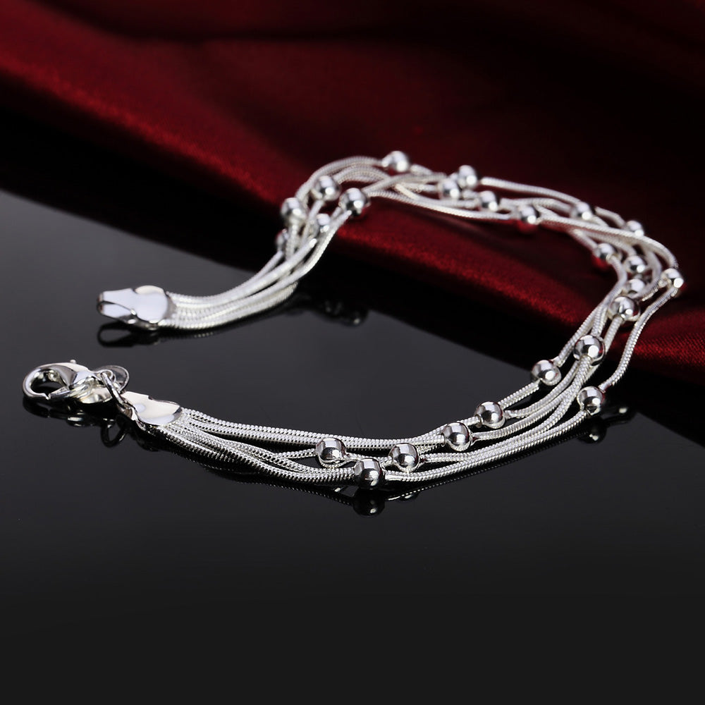 Charms beads Chain Beautiful bracelet silver color fashion for women