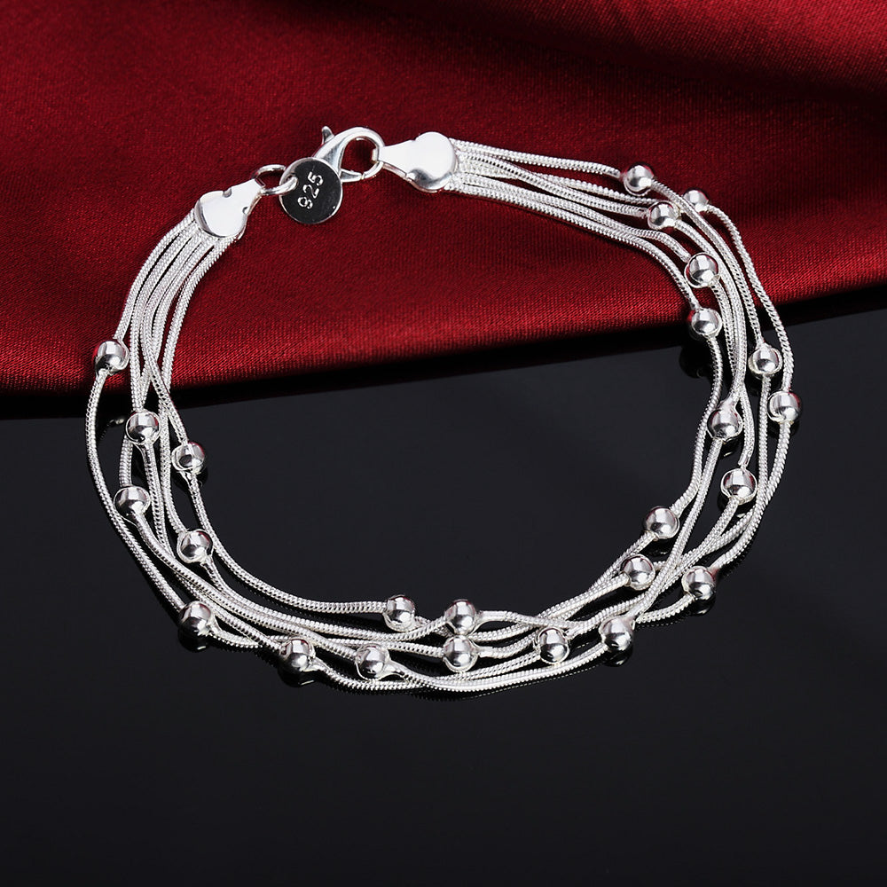 Charms beads Chain Beautiful bracelet silver color fashion for women