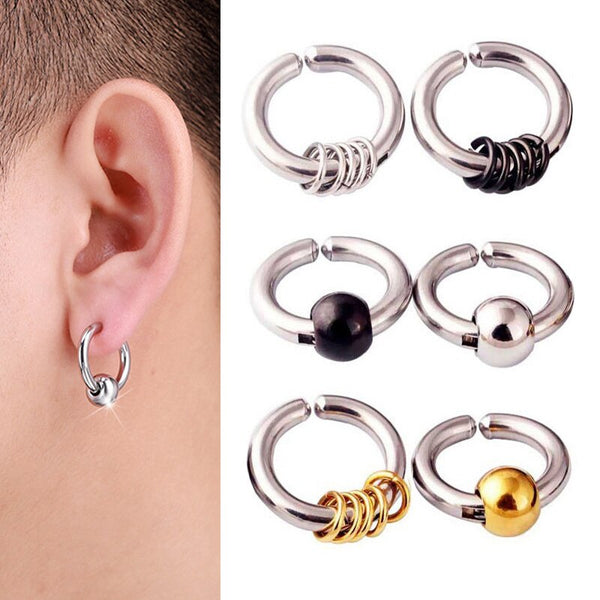 1 pieza de pendientes de clip de acero inoxidable para hombres y mujeres