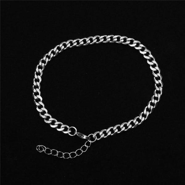 Tobillera de acero inoxidable moderna y sencilla para mujer.