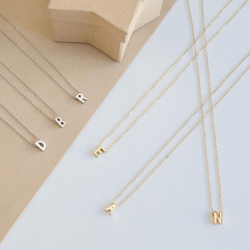 Gold Silver Color Cut Letters Single Name Choker Necklace