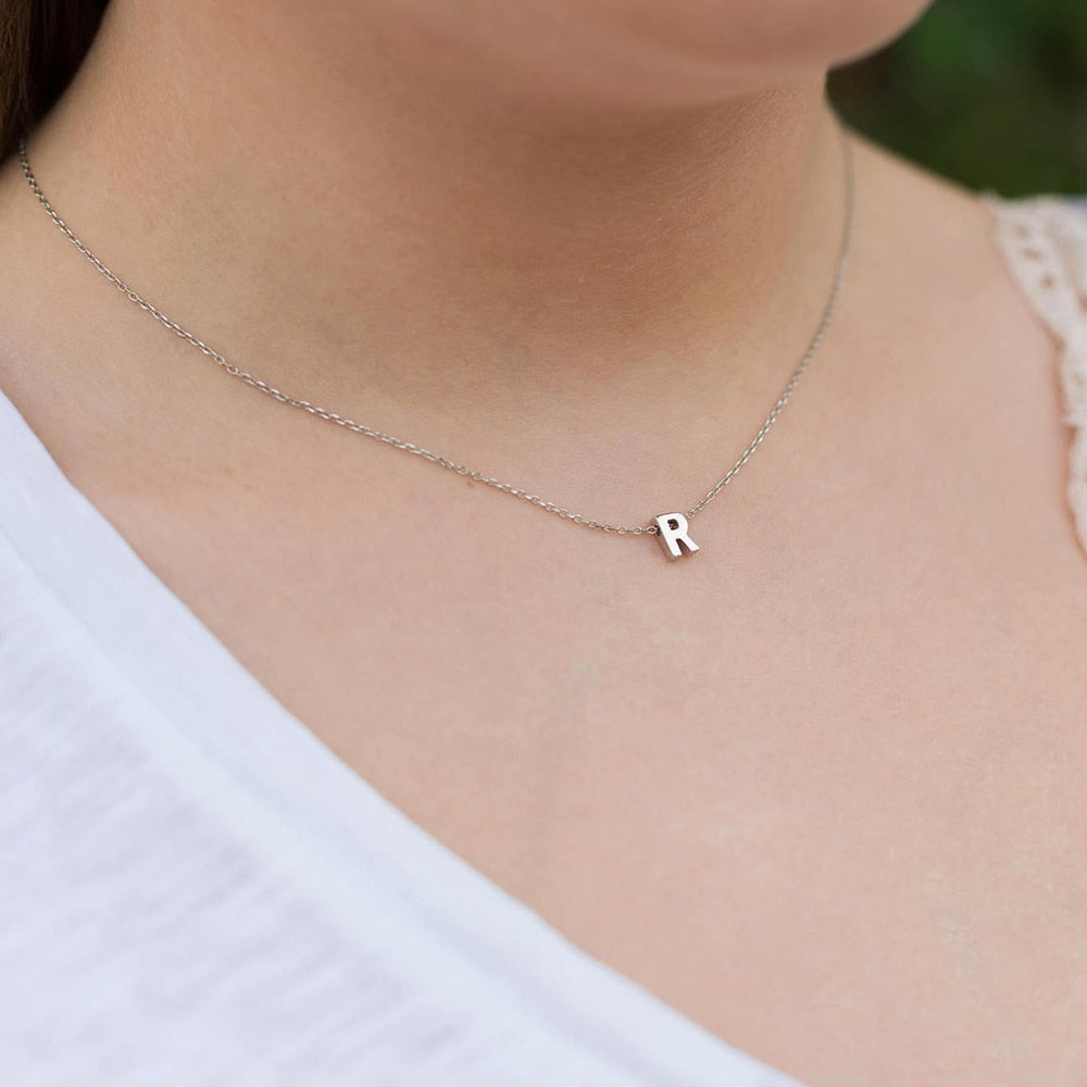 Gold Silver Color Cut Letters Single Name Choker Necklace