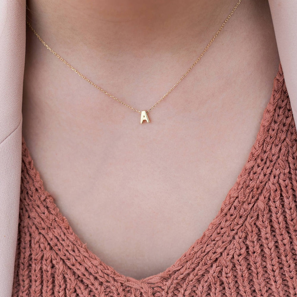 Gold Silver Color Cut Letters Single Name Choker Necklace